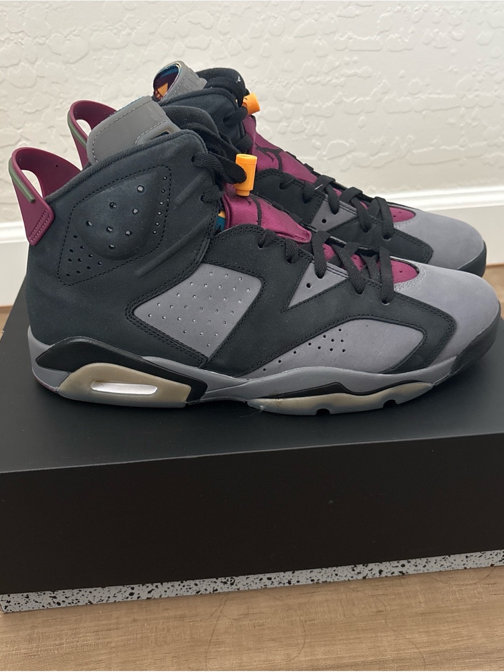 Jordan Retro Sneakers in Black, Gray, Burgundy